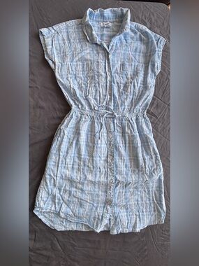 Japna Light Blue Button-Front Mini Dress
